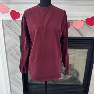 JanSport Burgundy Crewneck Tee Casual‎ Long Sleeve Cotton Comfort